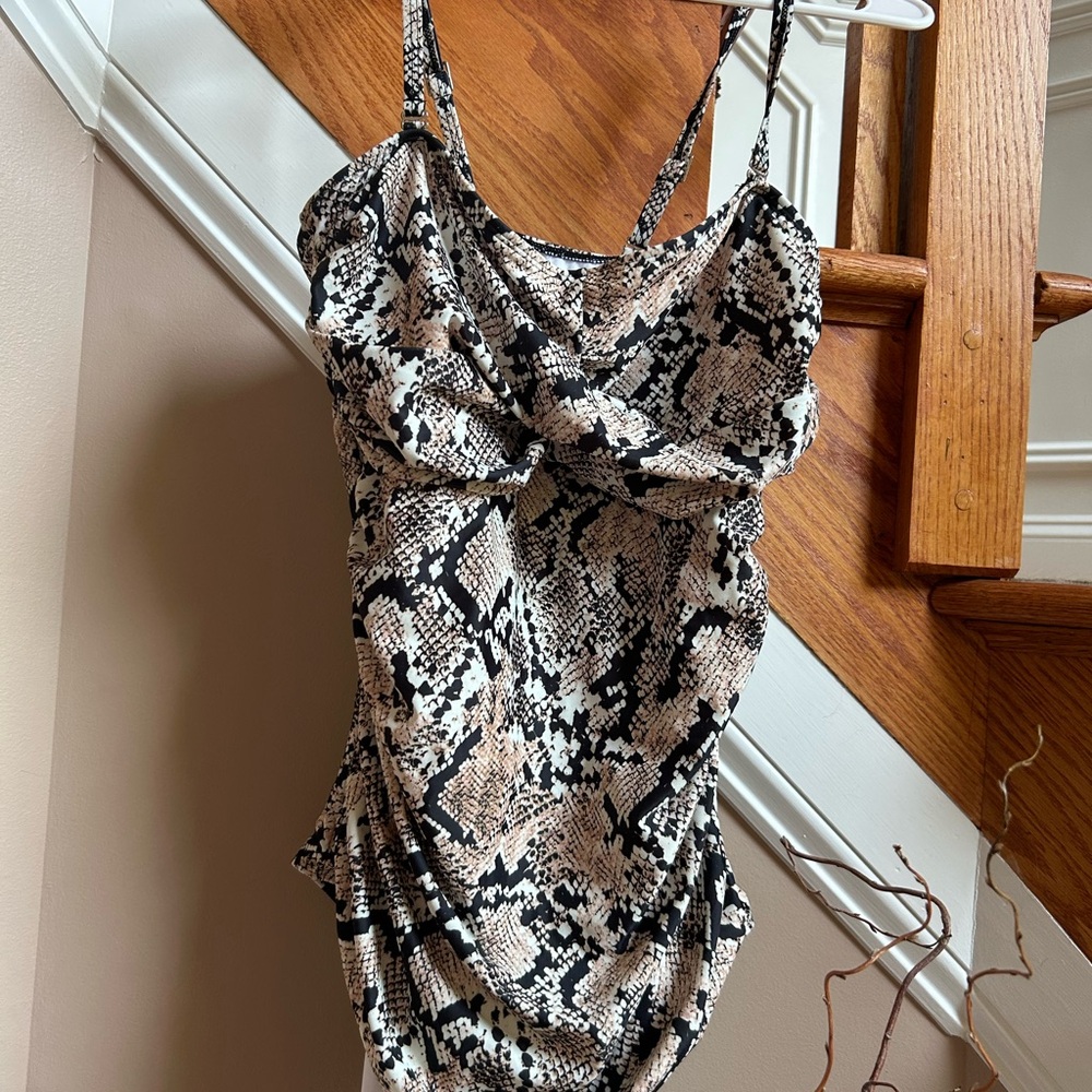 Snake Print Draped Dress